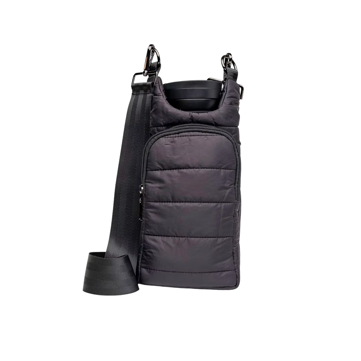 Crossbody Water Bottle Carrier with Adjustable Strap - Matt Black