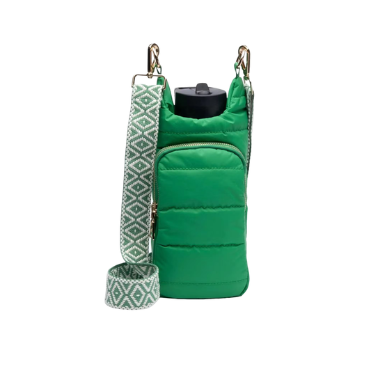 Crossbody Water Bottle Carrier with Adjustable Strap - Green