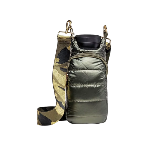 Crossbody Water Bottle Carrier with Adjustable Strap - Camouflage Green
