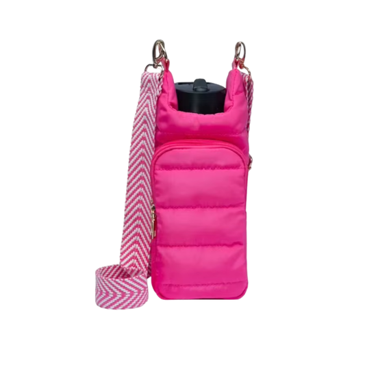 Crossbody Water Bottle Carrier with Adjustable Strap - Hot Pink